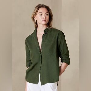 Banana Republic Factory Linen Blend Long Sleeve Shirt Tree Grove Size S